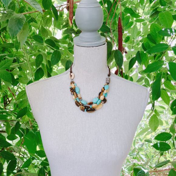 Silpada N1858 Turquoise Tiger Eye Leather Necklace, Southwest Sterling Silver - Picture 6 of 11